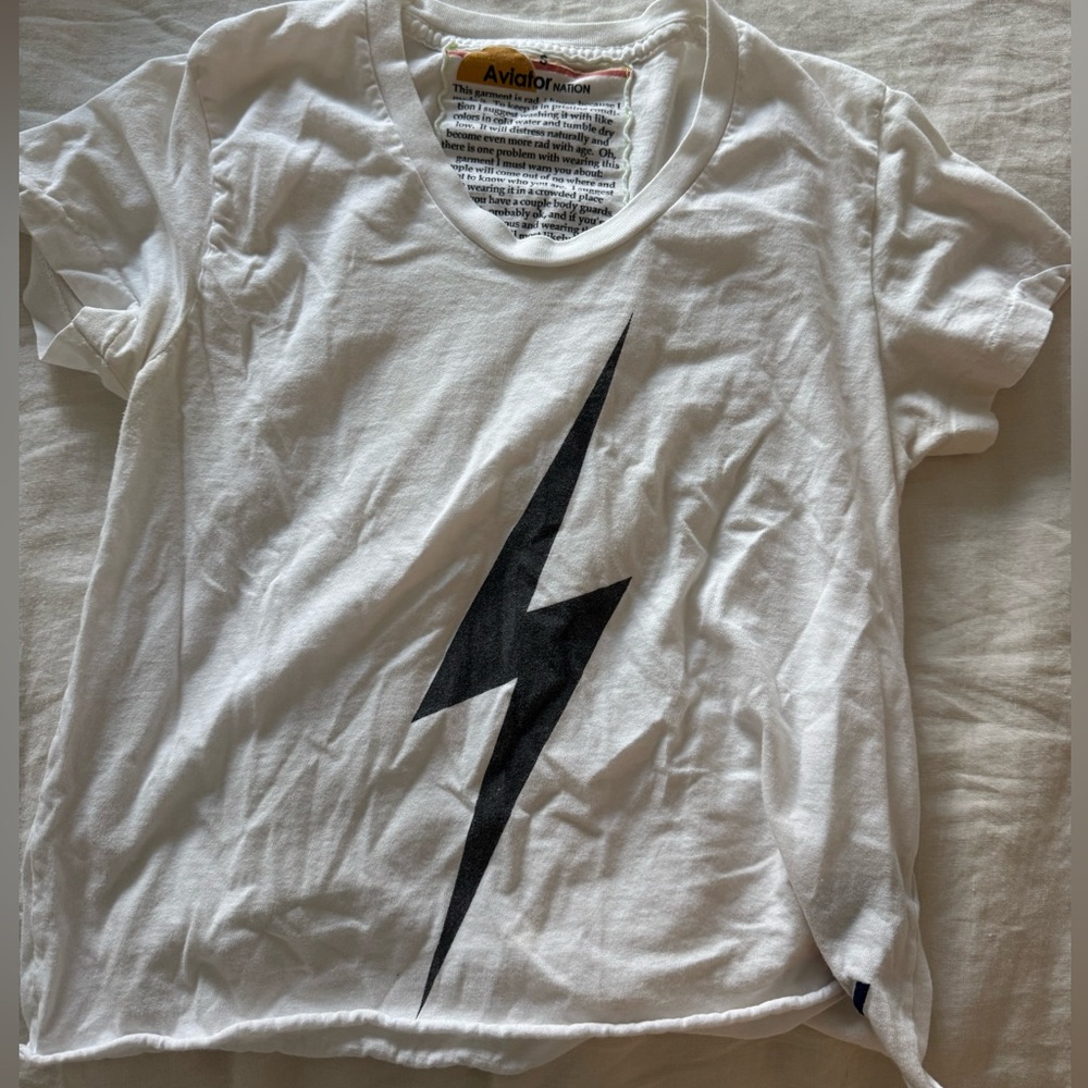 Aviator Nation White Lightning Bolt T-Shirt